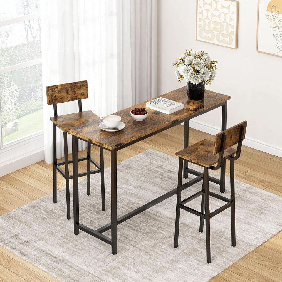 Tall Industrial Rustic Bar Stools Set Of 2 With Backrest
