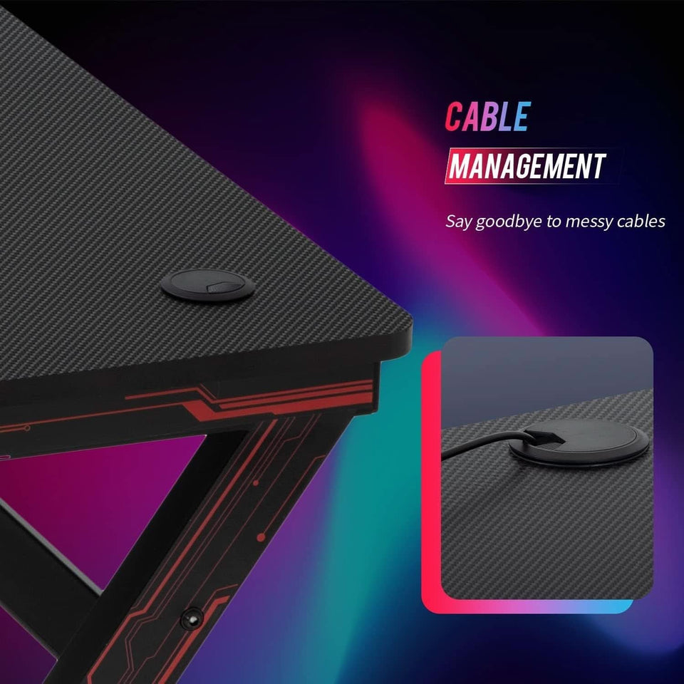 47 Inch Gaming Desk With Cup Holder For Home Office