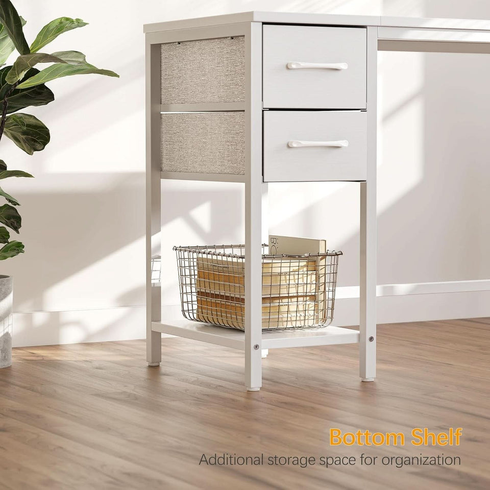 47 Inch White Ergonomic Executive Desk With Drawers
