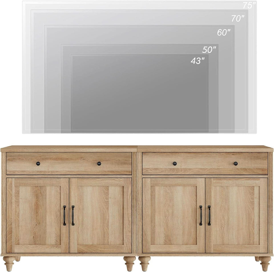 Oak Farmhouse Entertainment Center For TVs Up To 75 Inches