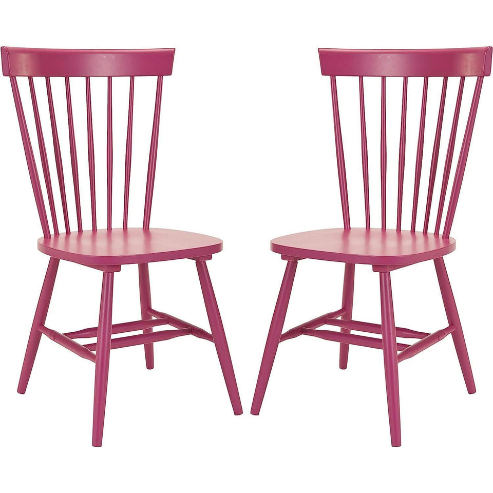 Raspberry Pink Spindle Side Chair Set of 2 Solid Oak