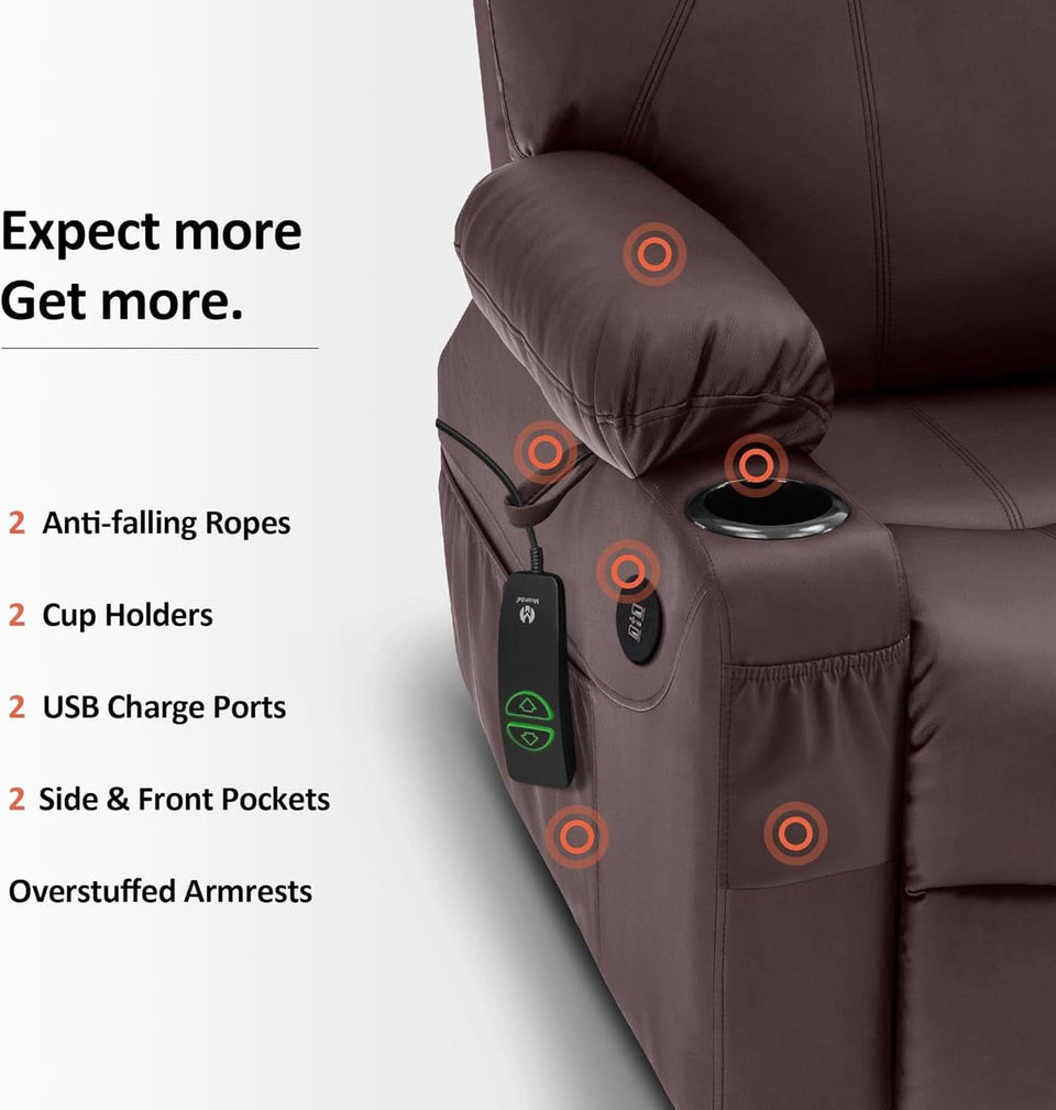 Electric Power Lift Recliner Chair Brown With Massage