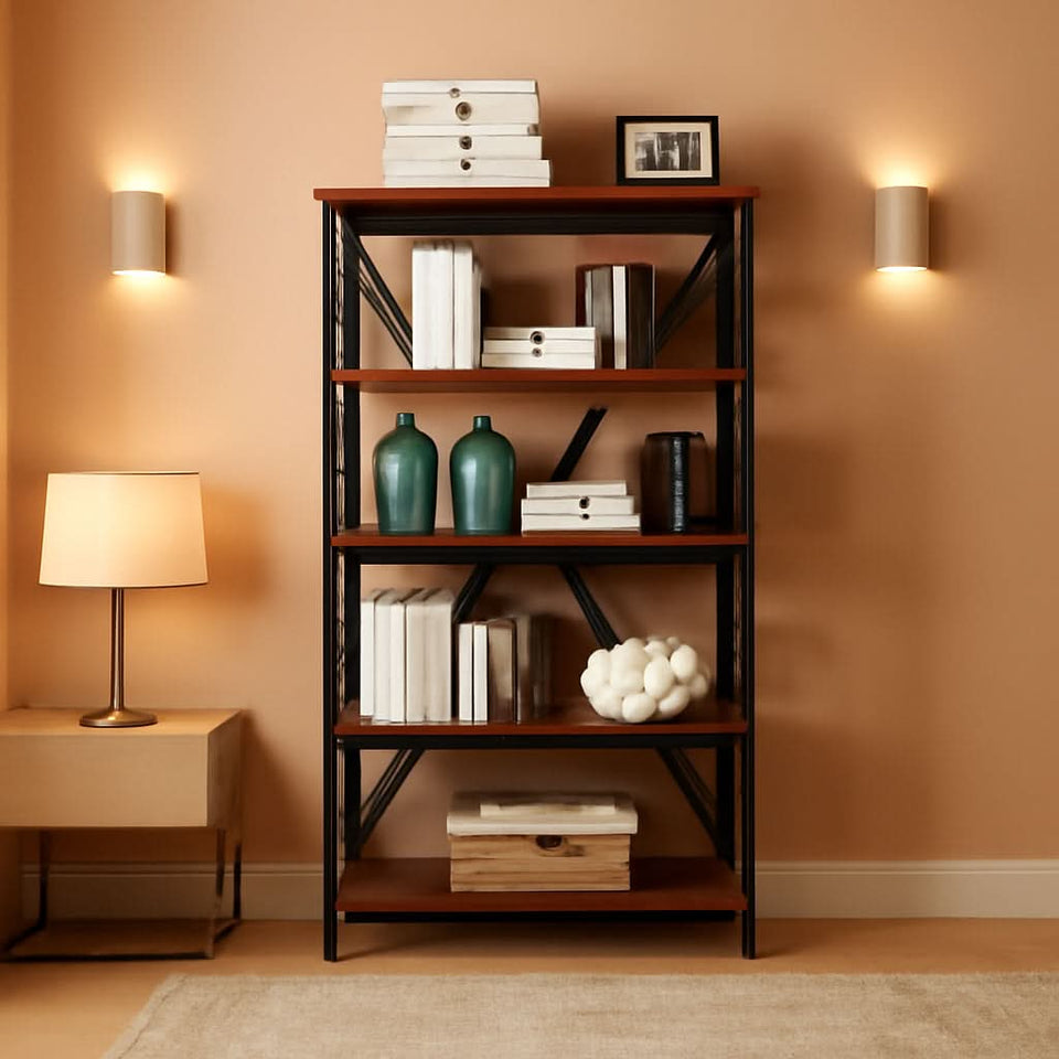 Cherry Black Oxford 5 Tier Bookcase With Drawer Home Office