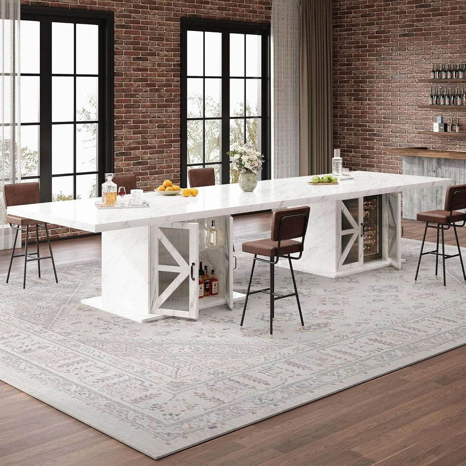 63 Inch White Rectangular Dining Table With Storage