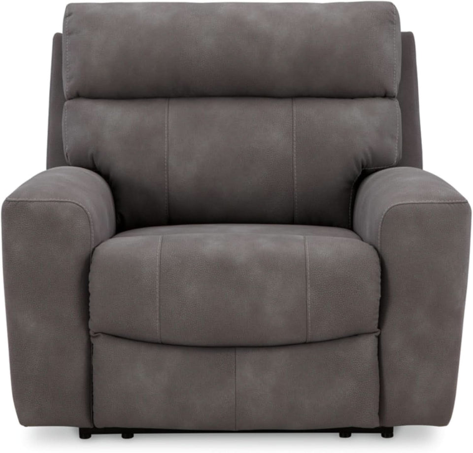 Dark Brown Faux Leather Wall Hugger Power Recliner Headrest