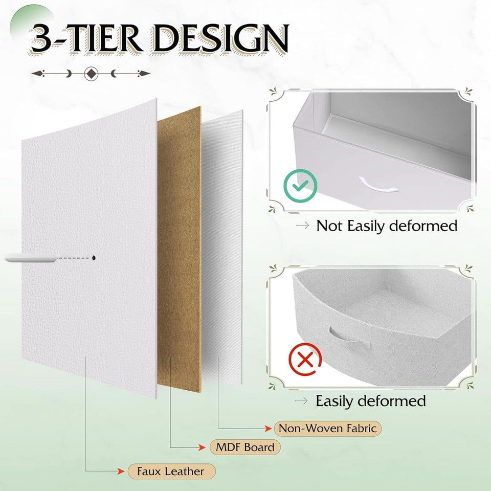 9 Drawer Fabric Dresser White With Steel Frame And Wood Top