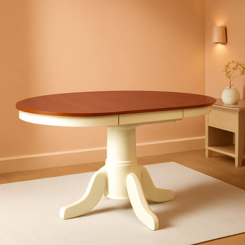 Avon Oval Dining Table 42x60 Inch Buttermilk Cherry Finish
