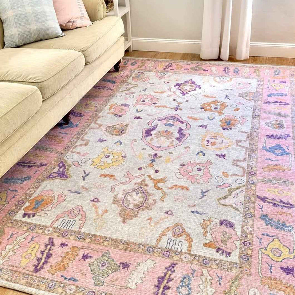 Luella Pastel Pink Cream Modern Oushak Rug
