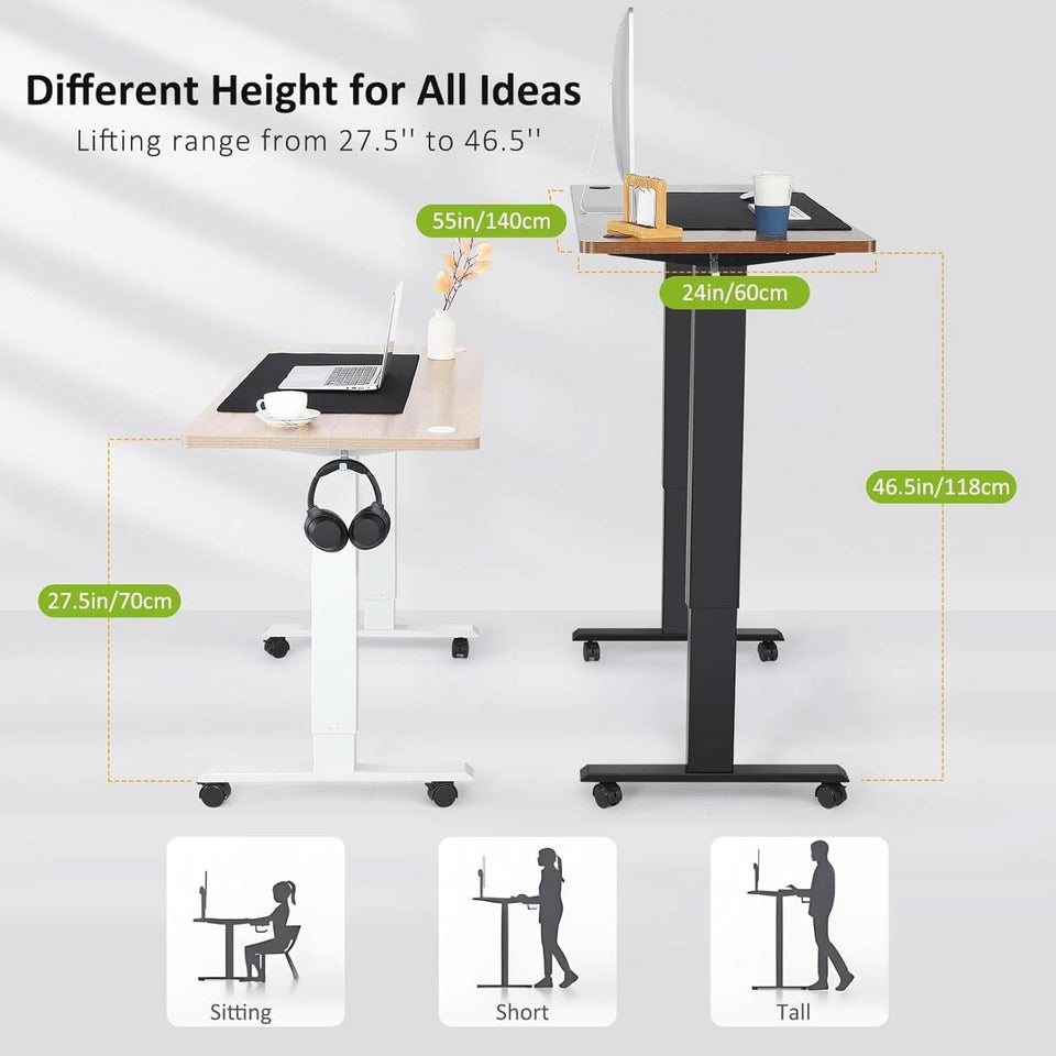 Electric Standing Desk 55x24 Inches Brown Height Adjustable