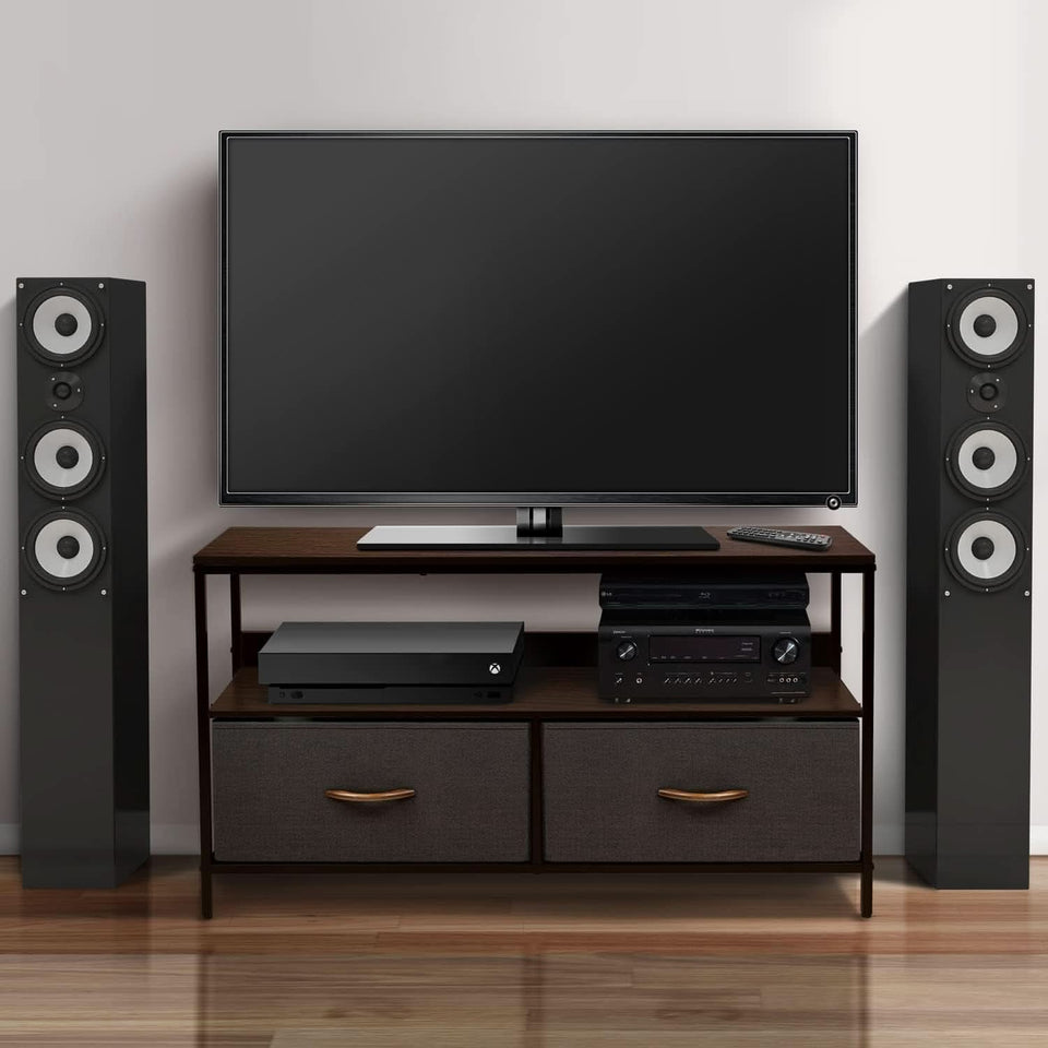 Dresser Style TV Stand With Two Drawers And Wood Top