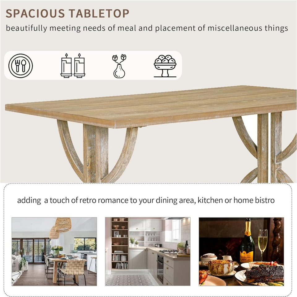Industrial Solid Wood Rectangular Dining Table Set