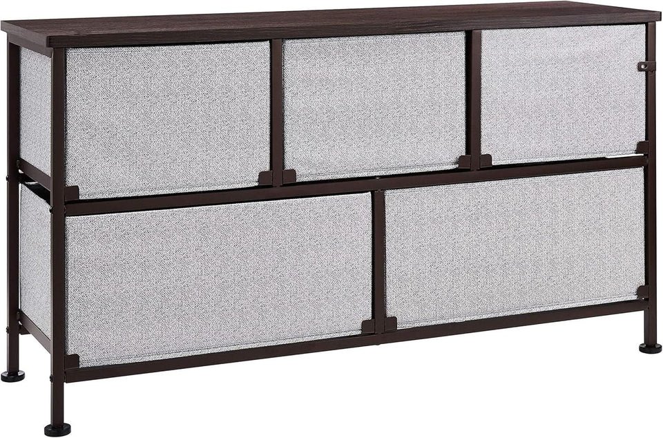 Extra Wide Fabric 5 Drawer Storage Organizer Unit Bronze