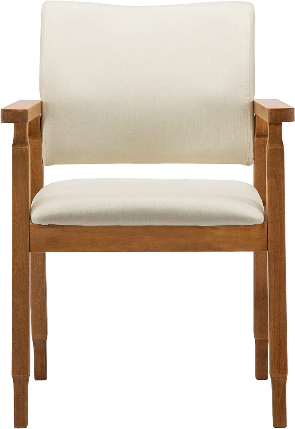 Mid Century Modern Walnut Dining Chairs With Beige Fabric
