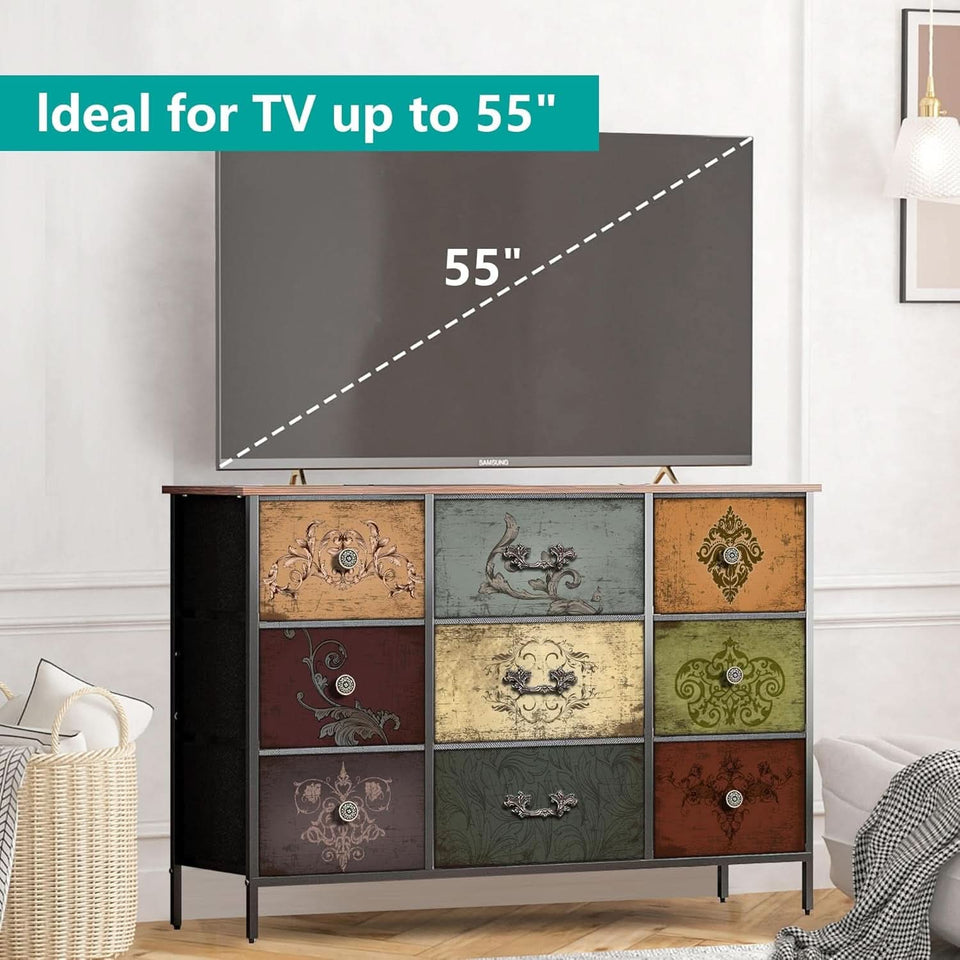 Premium 9-Drawer Dresser With Extra-Large TV Stand