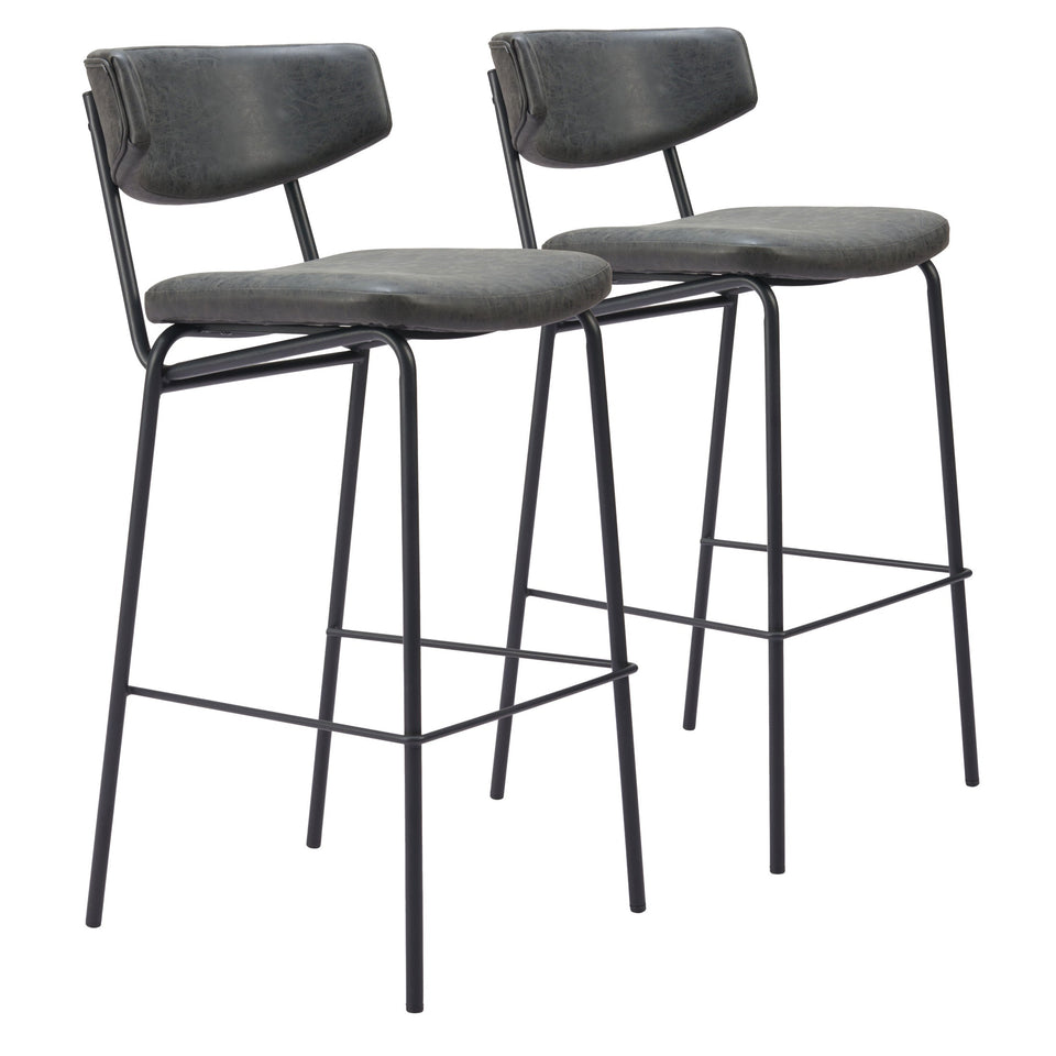 Charon Barstool (Set of 2) Vintage Black