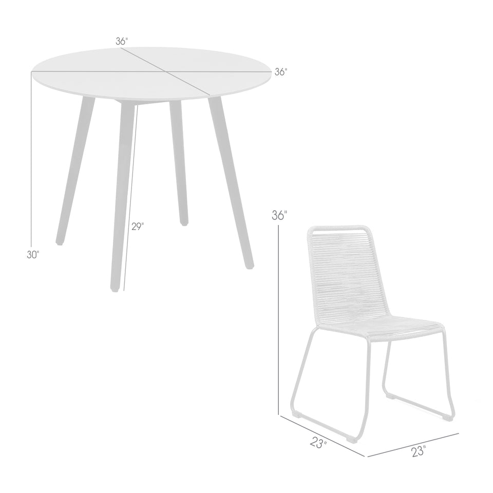 Kylie and Shasta 3 Piece 36" Dining Set