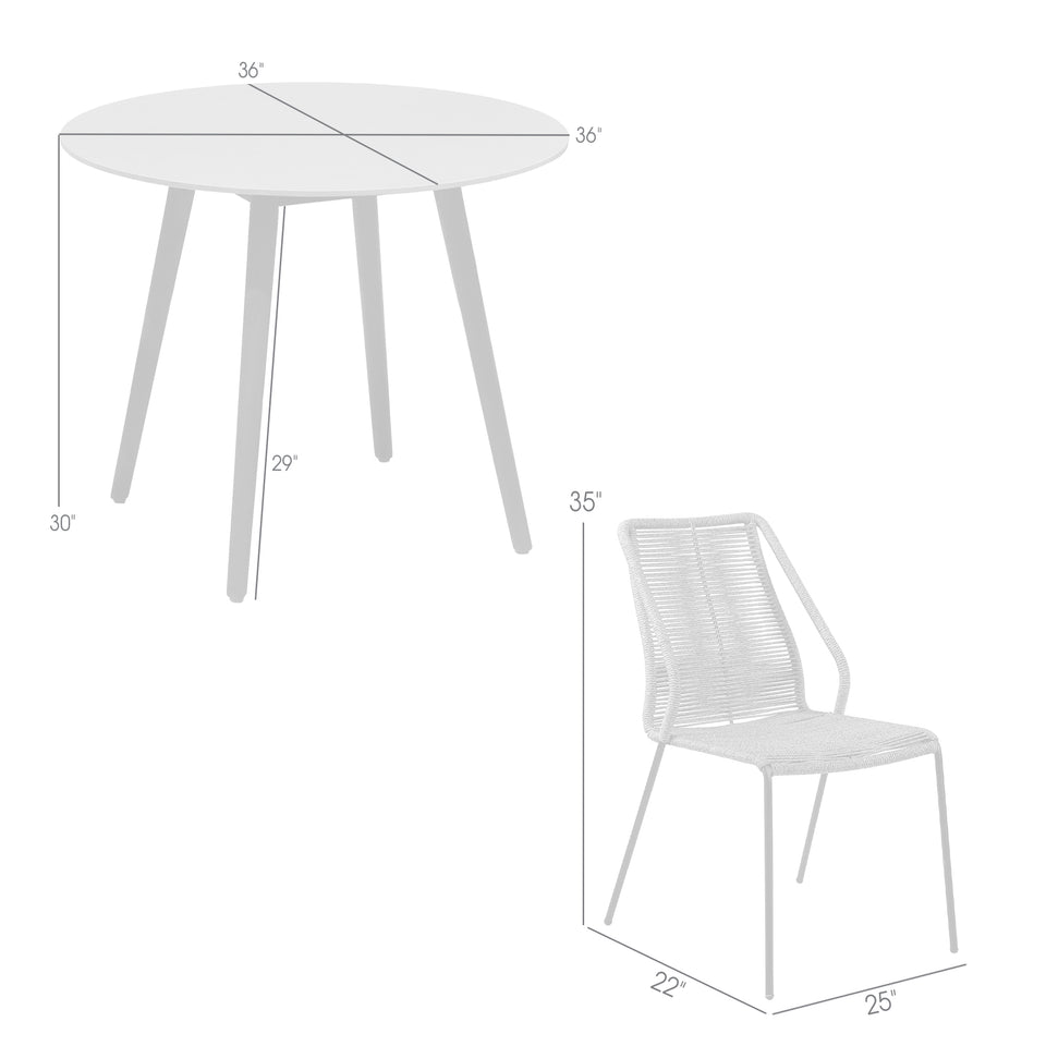 Kylie and Clip 3 Piece 36" Dining Set