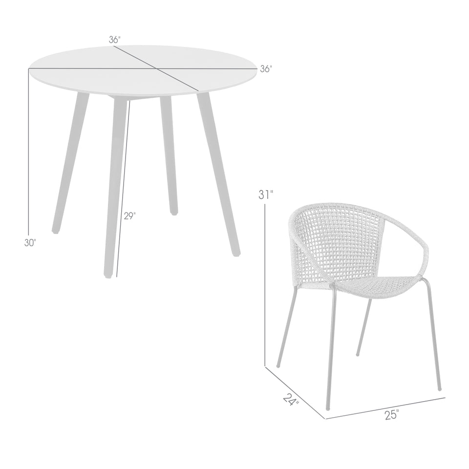 Kylie and Snack 3 Piece 36" Dining Set