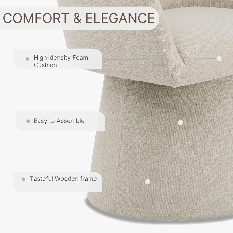 360 Degree Modern Swivel Linen Dining Chairs Set Of 4
