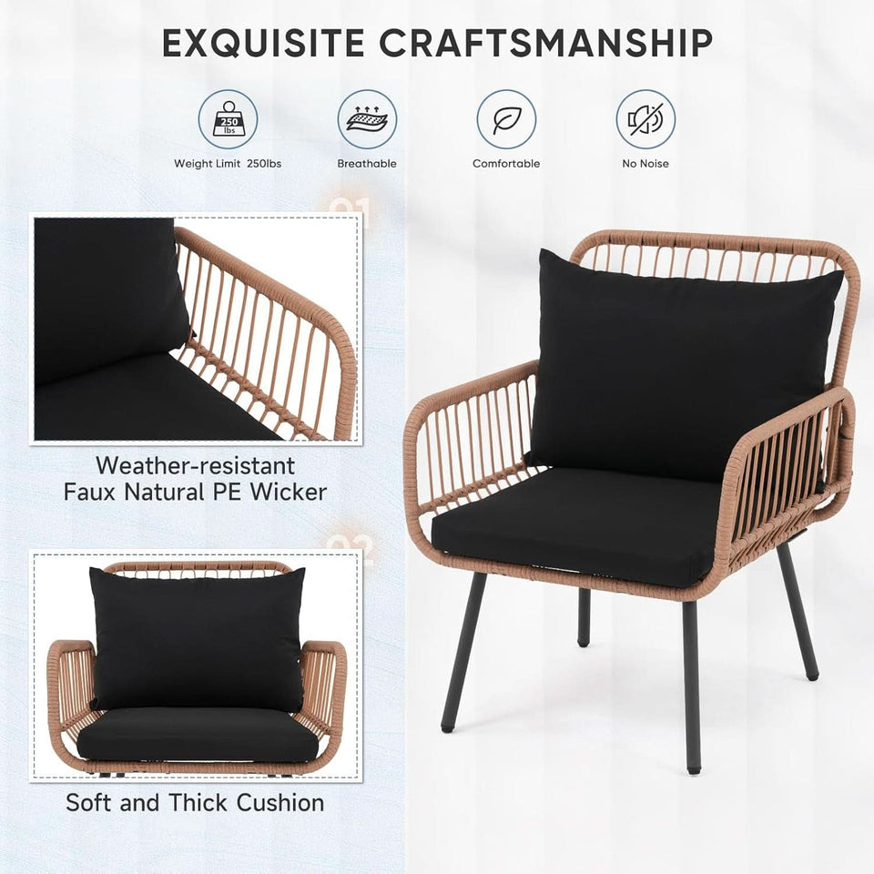 Stylish Four Piece Outdoor Wicker Patio Furniture Set