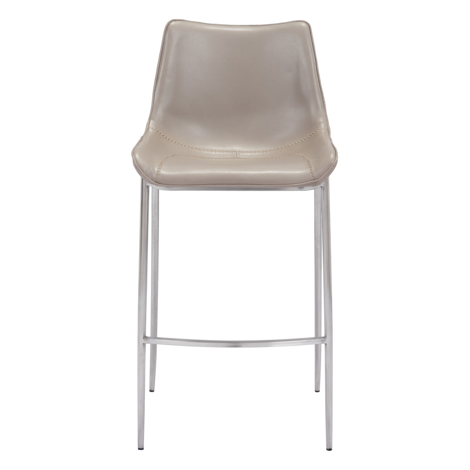 Magnus Barstool (Set of 2) Brown & Silver