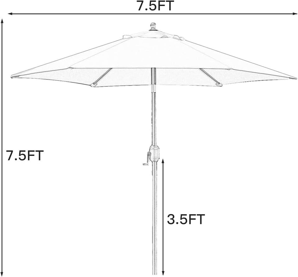 7.5 Ft Patio Umbrella Tan With Push Button Tilt Crank