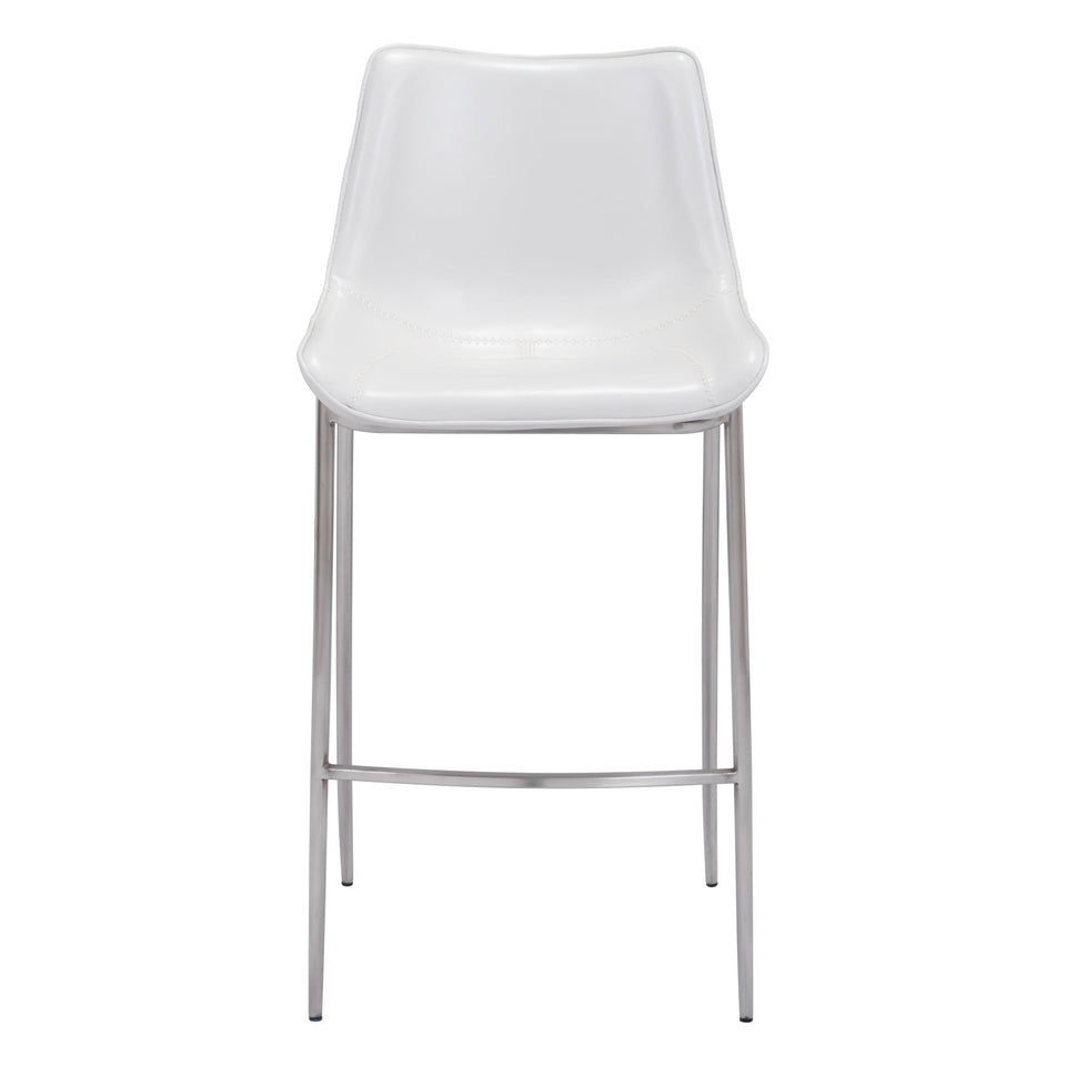 Magnus Barstool (Set of 2) White & Silver