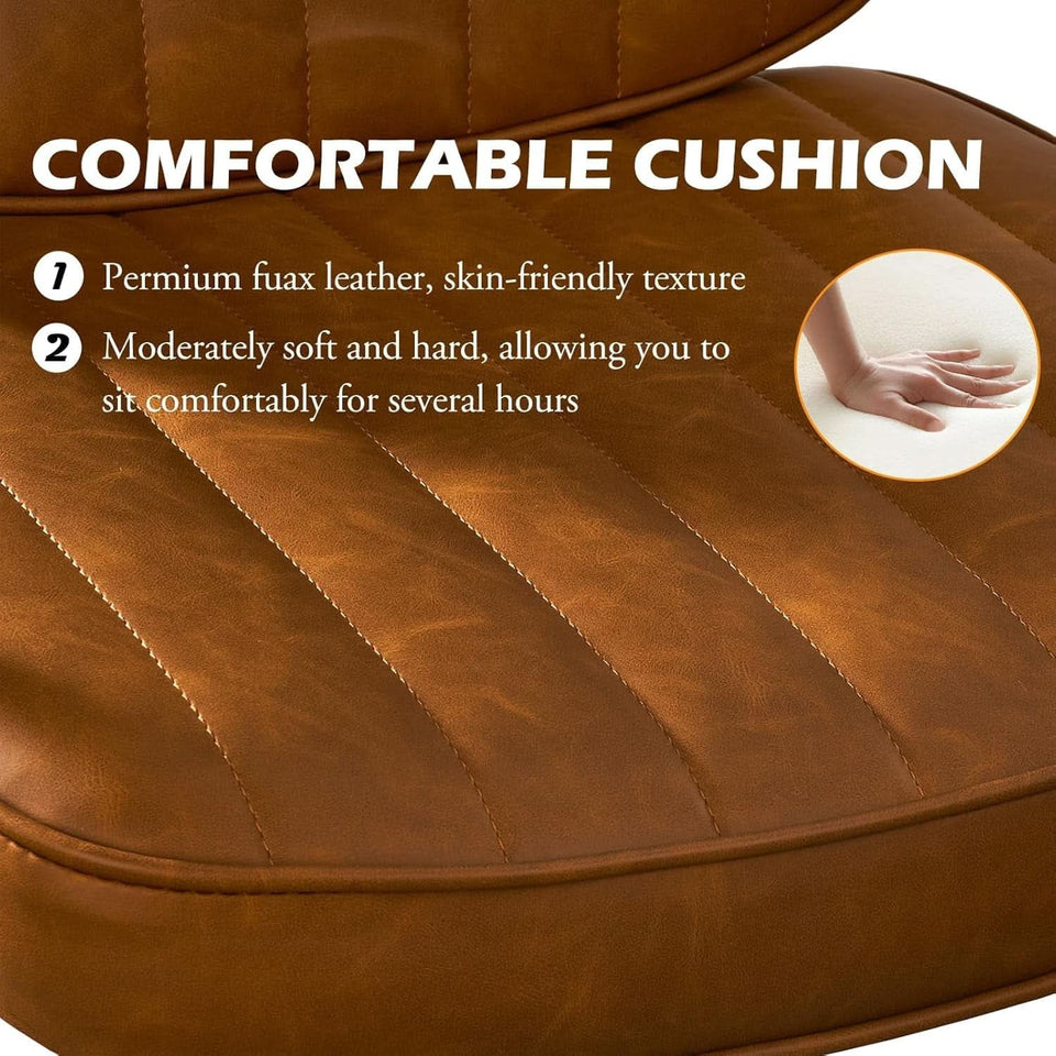 Brown Desk Chair With Wheels And Armrests Adjustable