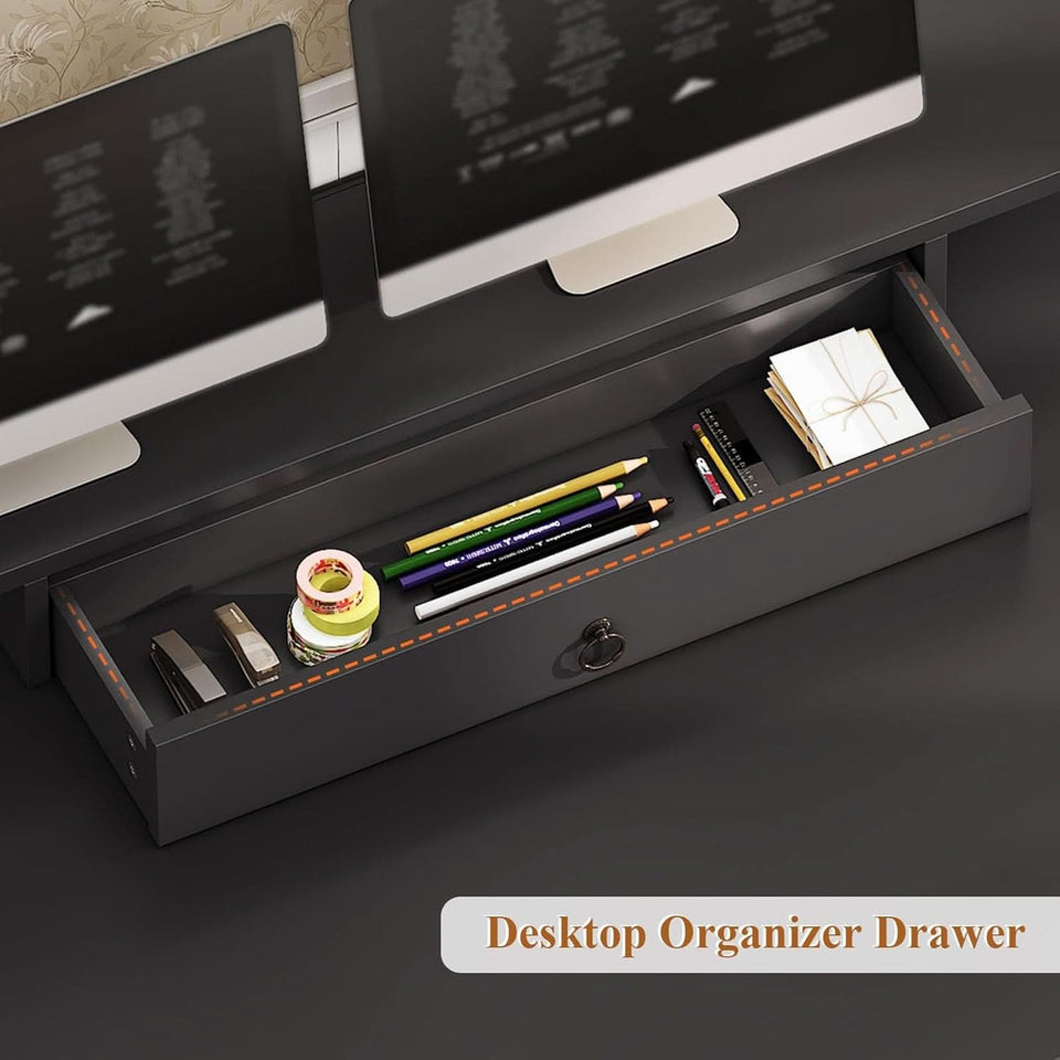 63 Inch Wide White Solid Wood Executive Desk With Drawer