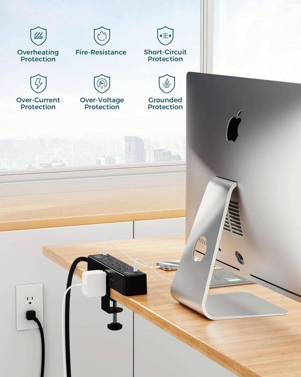 Desk Clamp Power Strip With 17-in-1 Hub And 40W Fast Charge