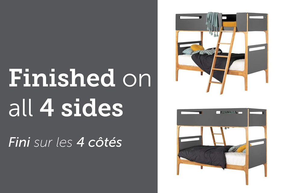 Bebble Twin Bunk Bed Charcoal Gray With Angled Ladder