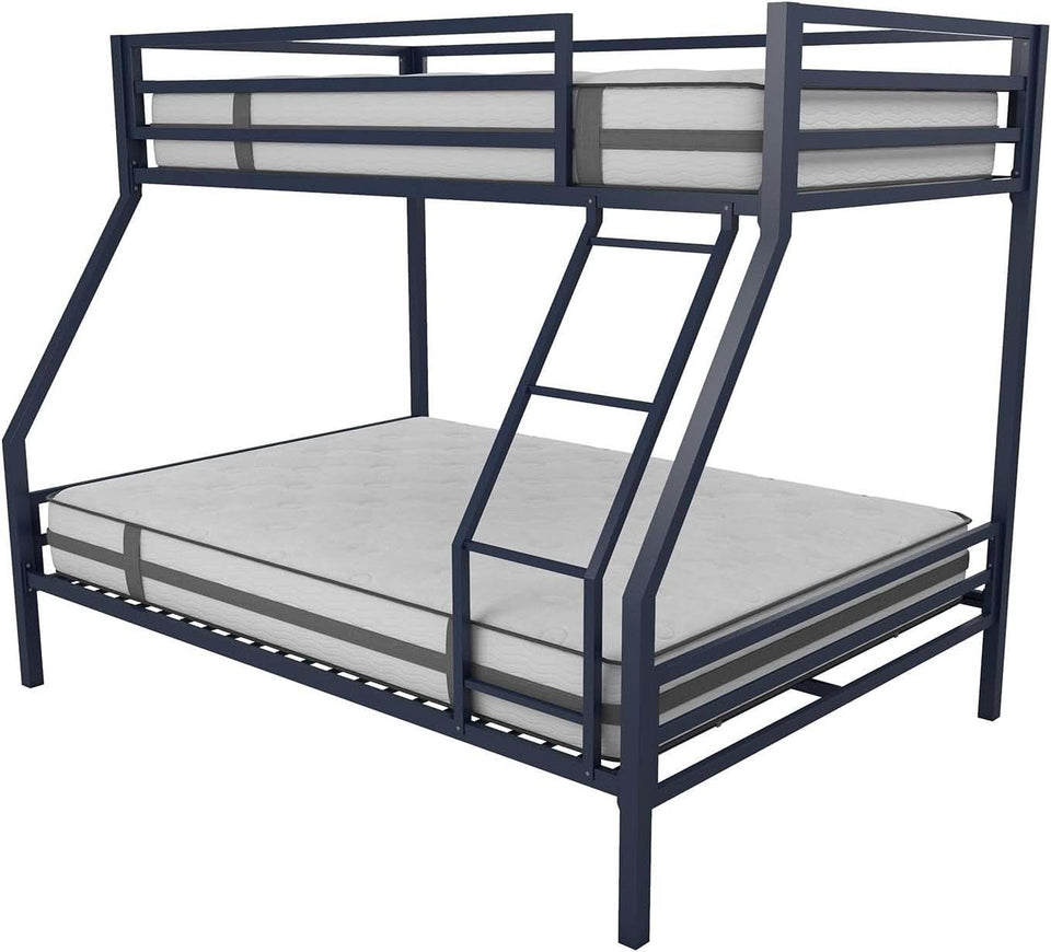 Maxwell Twin-Over-Full Metal Bunk Bed Navy Blue With Ladder