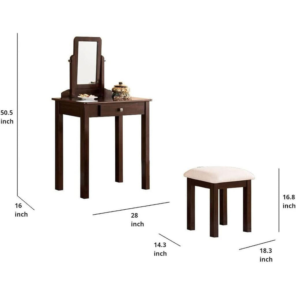 Espresso Transitional Vanity Set With Mirror For Home Use