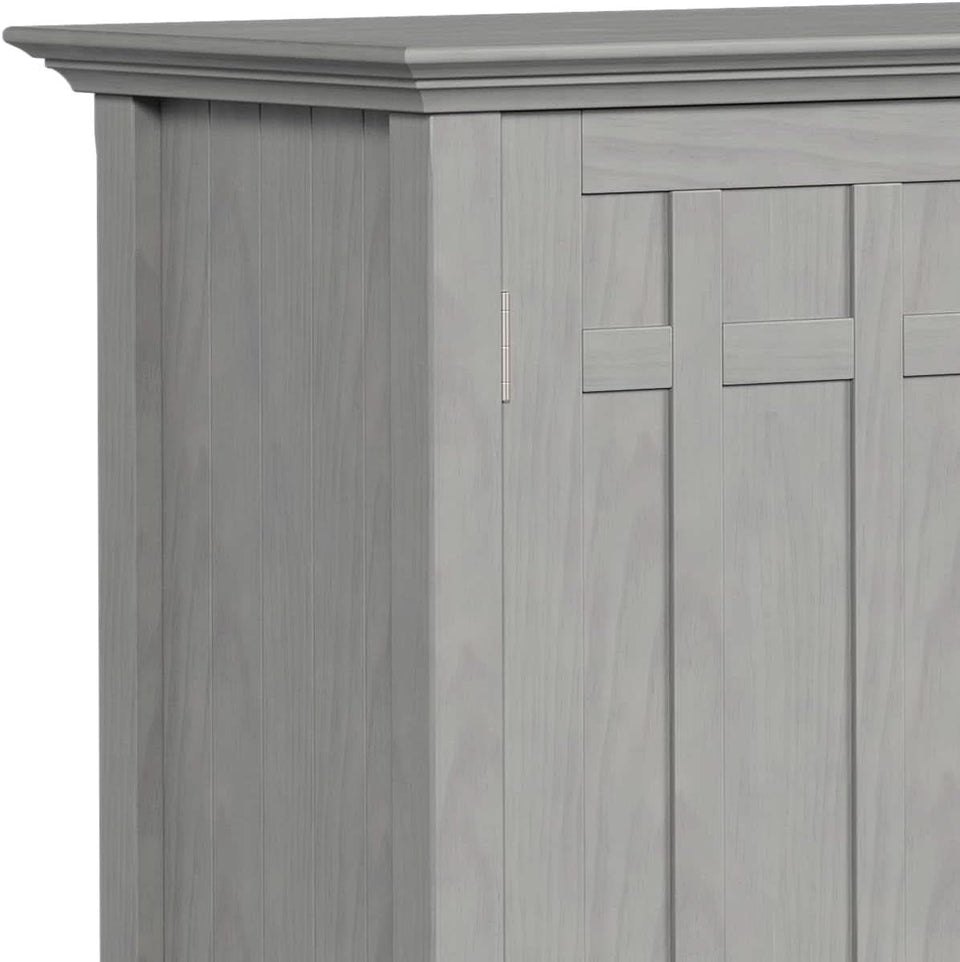 Fog Grey Solid Wood Transitional Sideboard Buffet With Built In Wine Rack