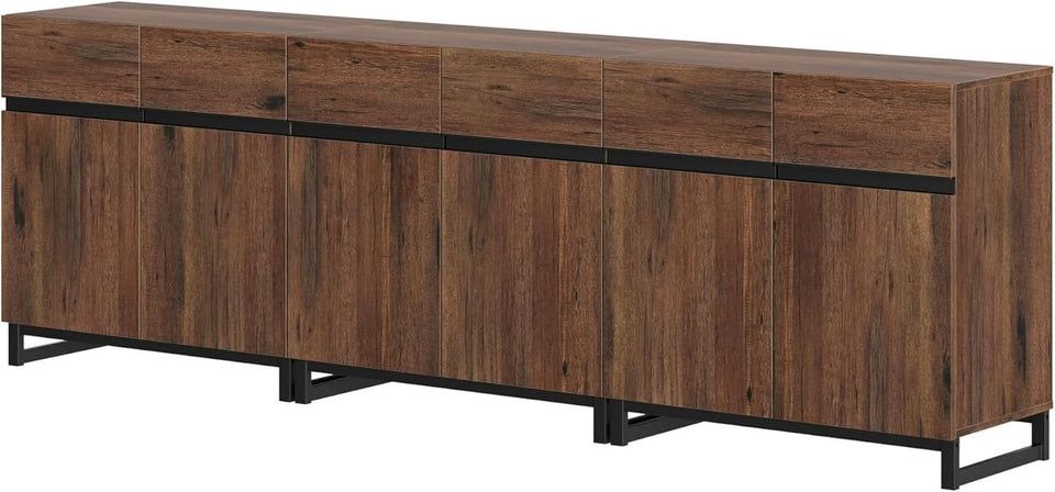 Brown 3 in 1 Sideboard Buffet Cabinet With Adjustable Shelf