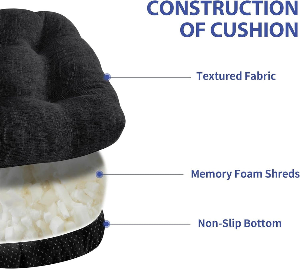Chair Cushions 4 Pack Memory Foam With Non Slip Backing 15.5x15.5x4 Black