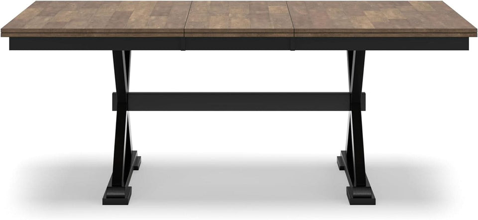 Farmhouse Dining Extension Table Butterfly Leaf 6-8 Seater Black And Dark Brown
