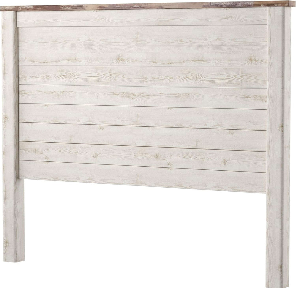 Queen Whitewash Farmhouse Panel Headboard for Chic Decor