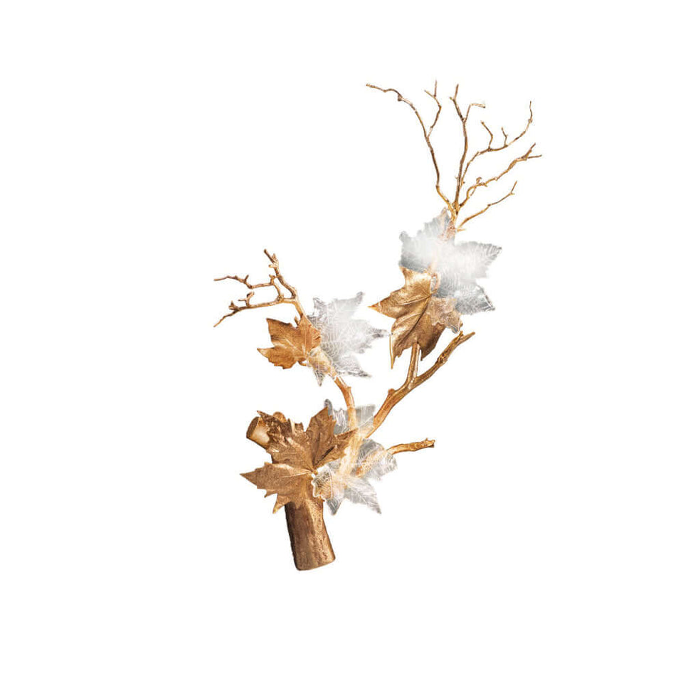 Maple Leaf Brass Biophilic Wall Sconce