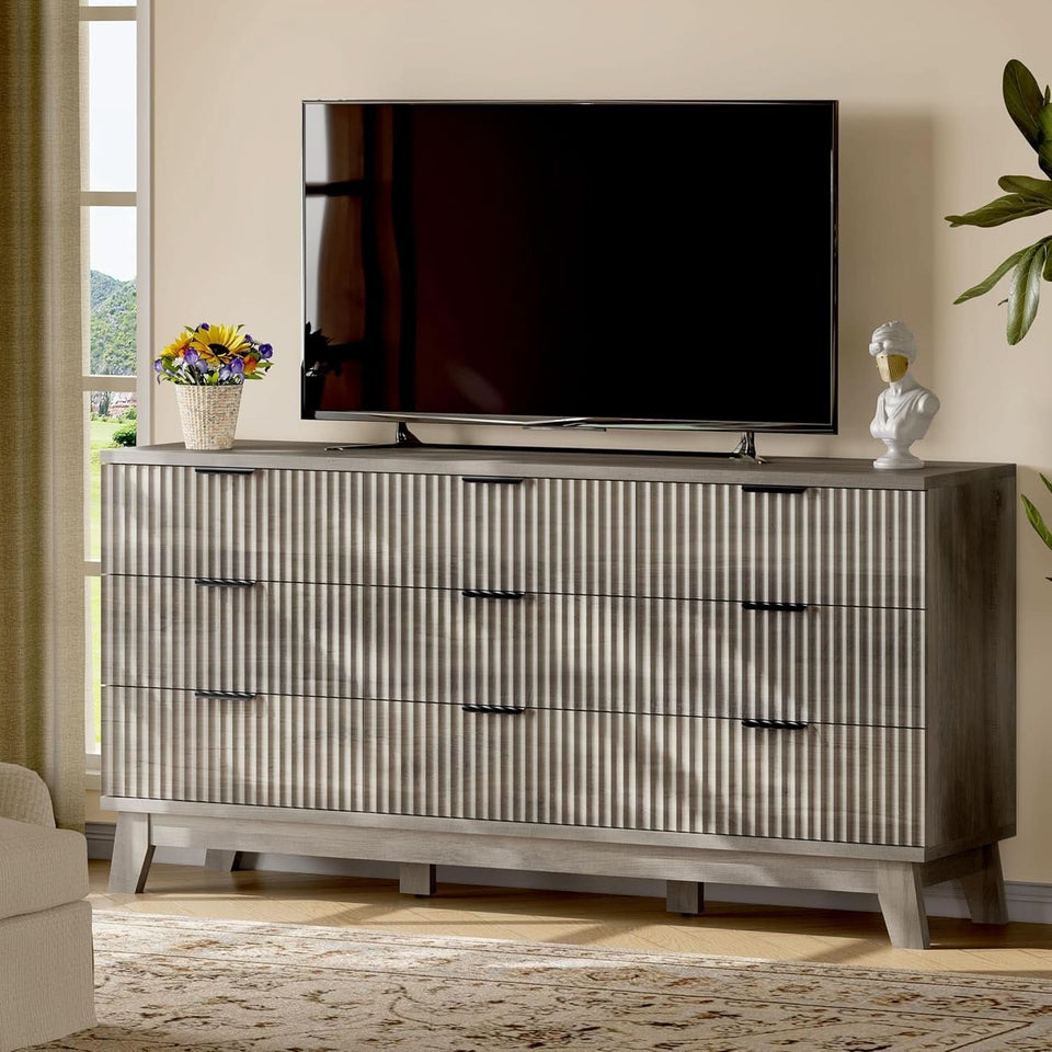 grey fluted dresser Modern Fluted Dresser with 4, 5, or 6 Drawers, Vertical Chest of Drawers for Living Room,Bedroom Storage - On Sale - Bed Bath & Beyond