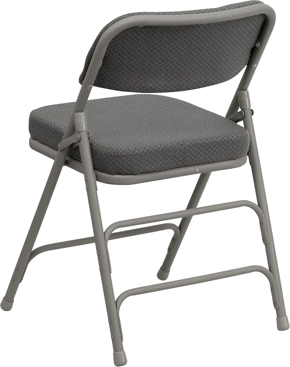 Gray Metal Folding Event Chairs With Cushioned Seats Set Of 2