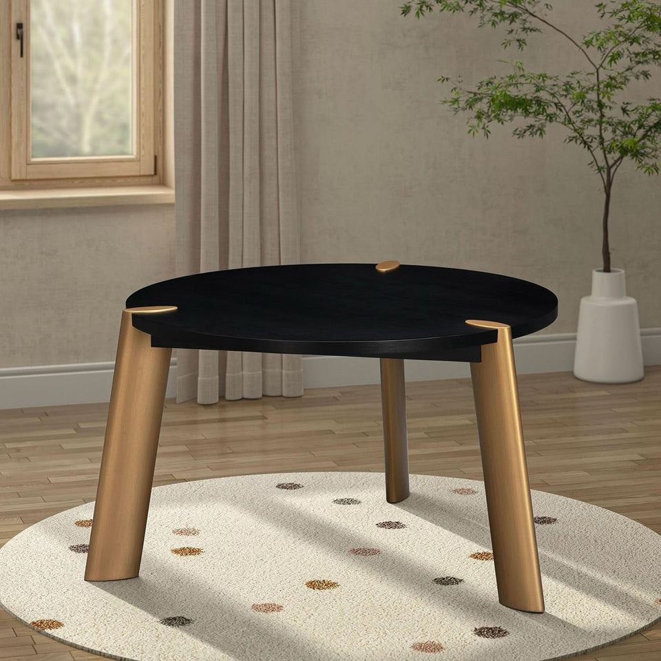 Tribase 47 Inch Round Burnt Black Dining Table Modern