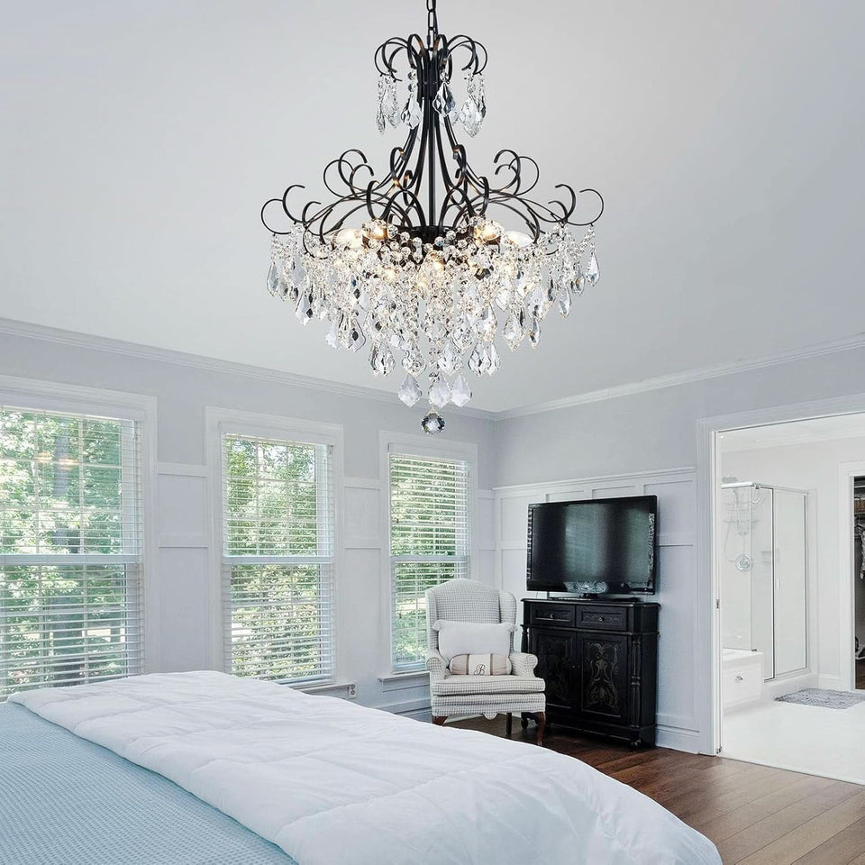 Black Crystal Chandelier 10 Light Pendant Ceiling Fixture