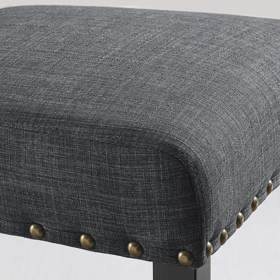 Gray Fabric Dining Chairs With Nailhead Trim Set Of 2