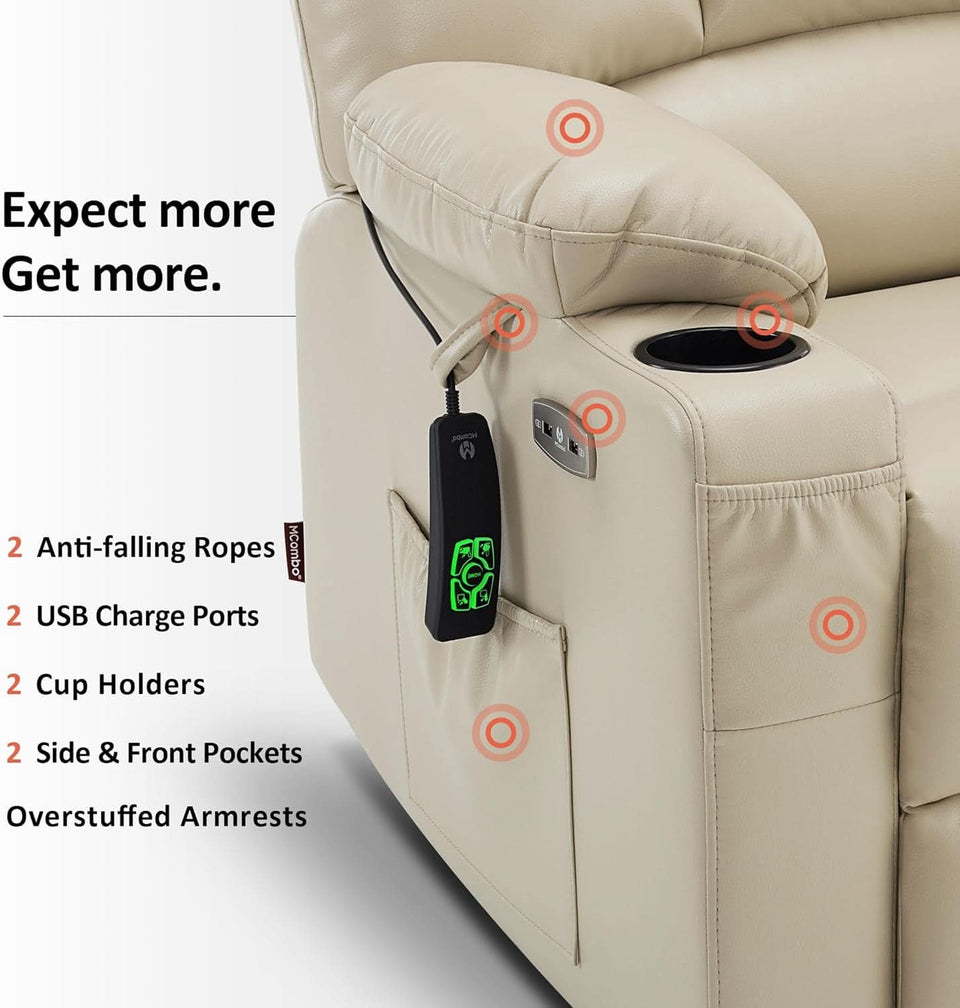 Medium Wide Power Lift Recliner Chair With Massage