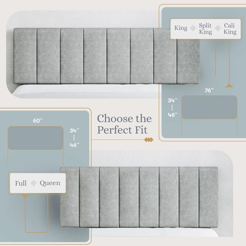 Elegant Vertical Channel Tufted Upholstered Headboard King