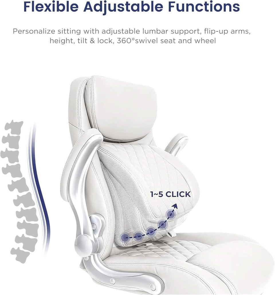 Ergonomic Office Chair With Adjustable Lumbar Support White