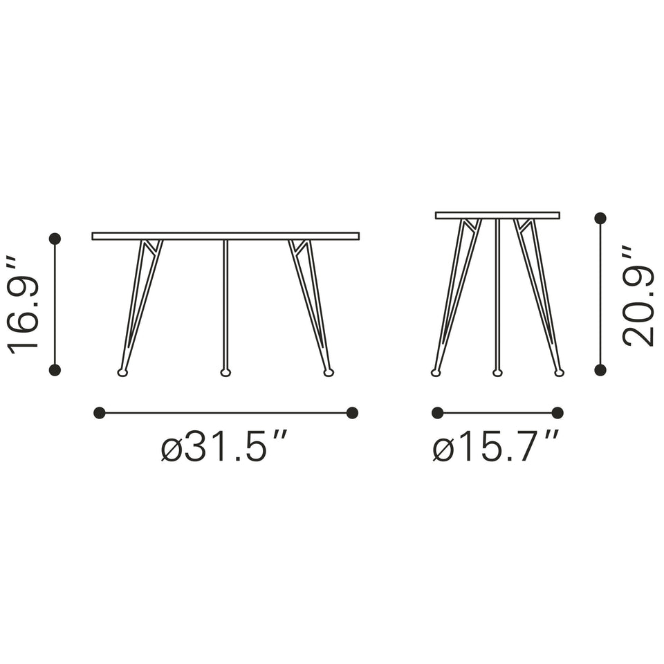 Kerris Coffee Table Set (2-Piece) Gray & Black