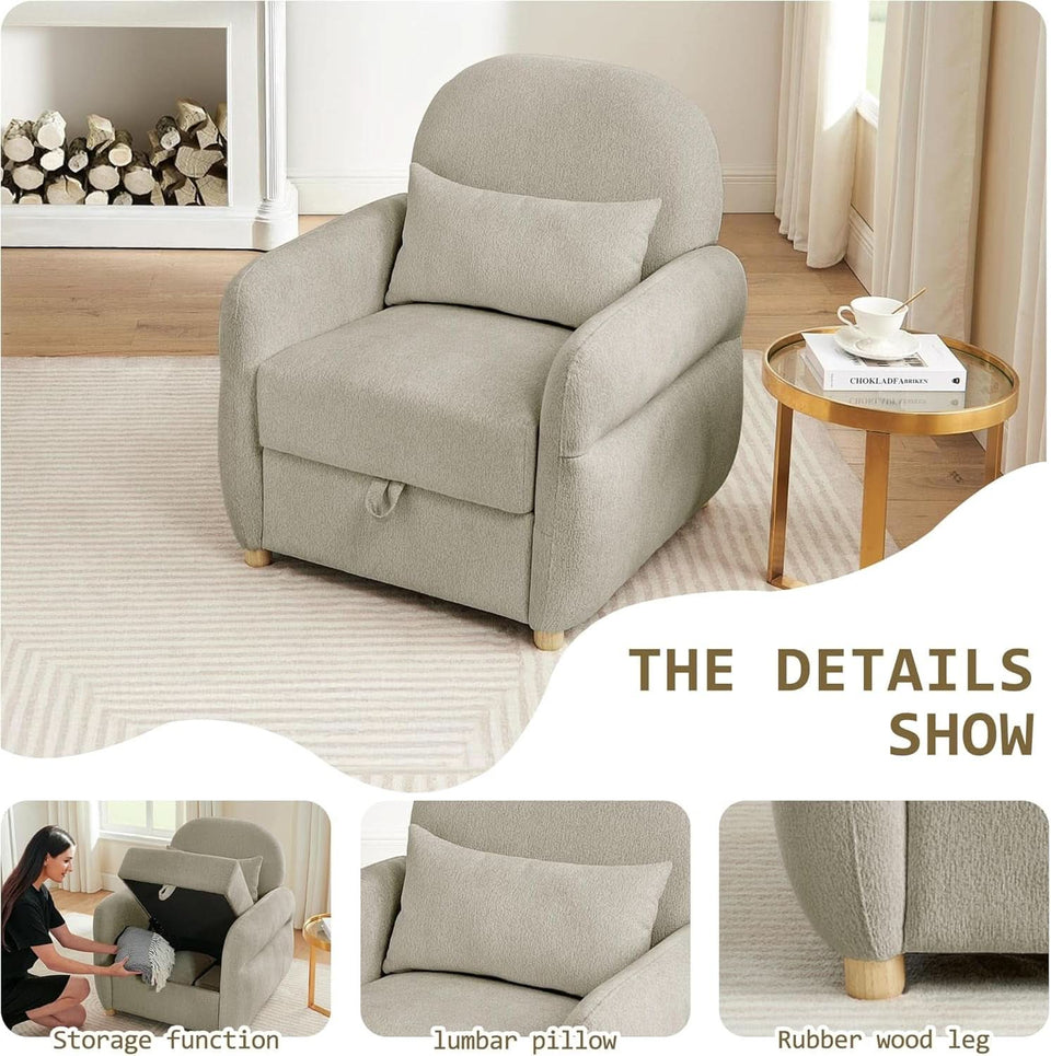 33Point5Inch Modern Reading Chair With HiddenStorage