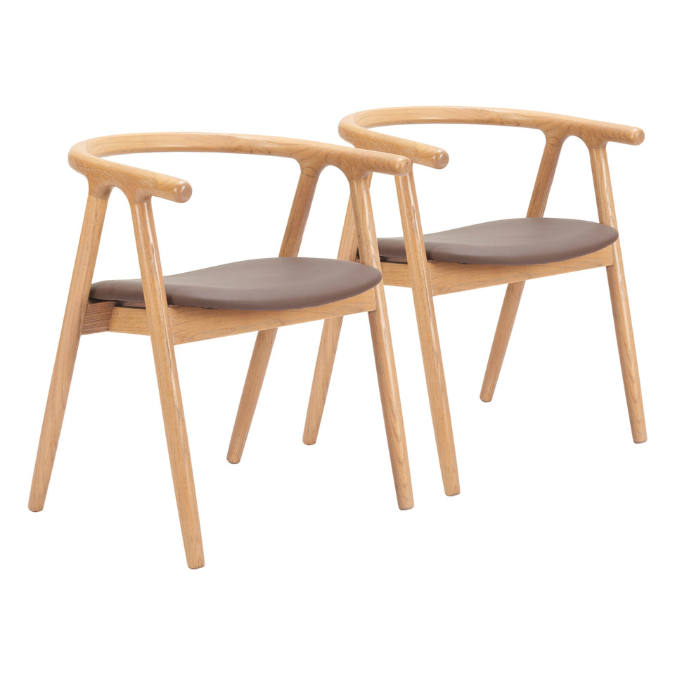 Peker Dining Chair (Set of 2) Brown & Natural